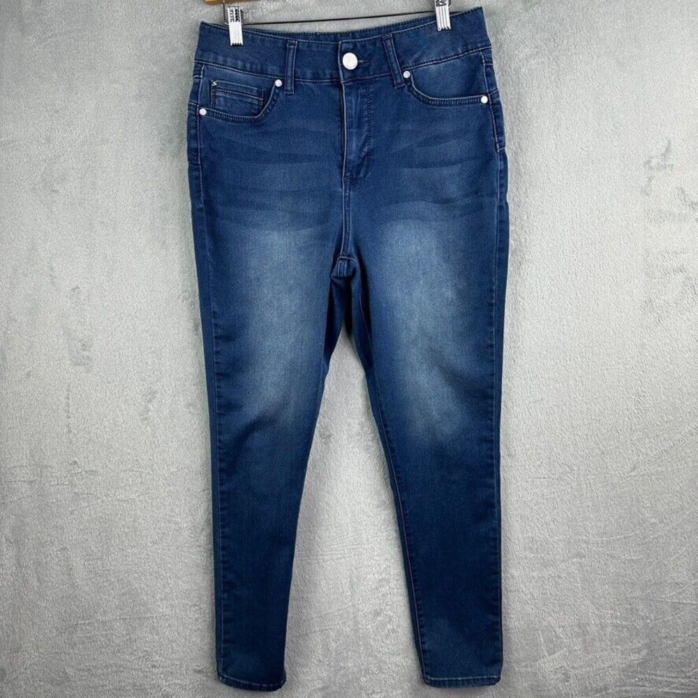 seven 7 high rise skinny jeans womens 8 blue stretch booty shaper denim (31x28)